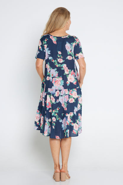 Bellissima Dress - Navy Camellia