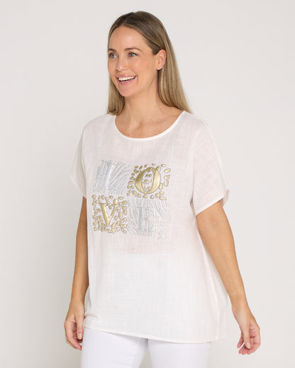 Gilded Love Top - White