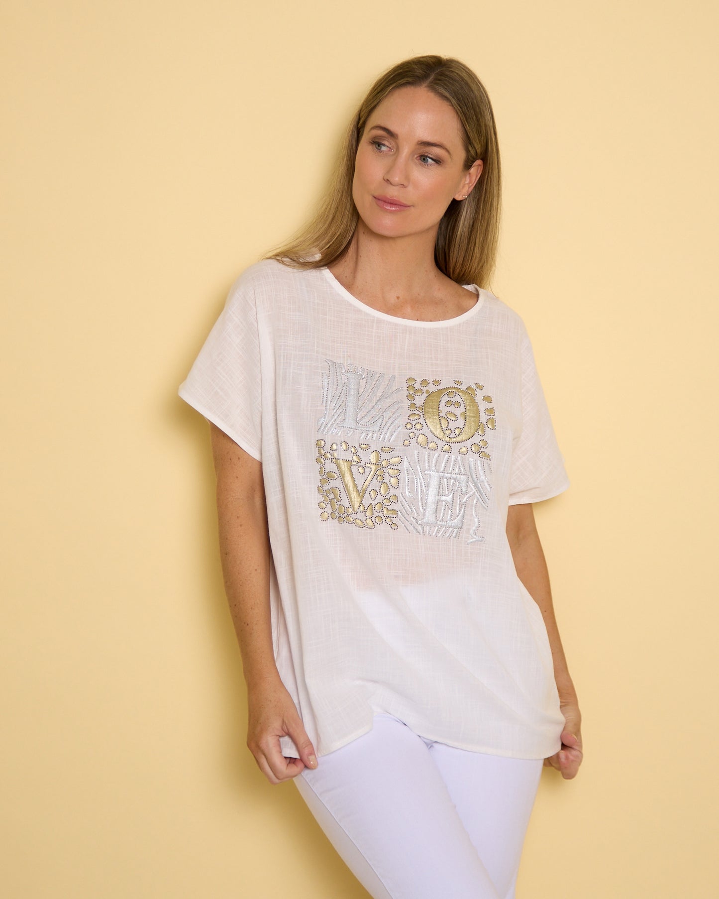 Gilded Love Top - White