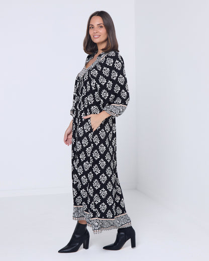 Whitby Dress - Black Border Print