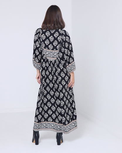 Whitby Dress - Black Border Print
