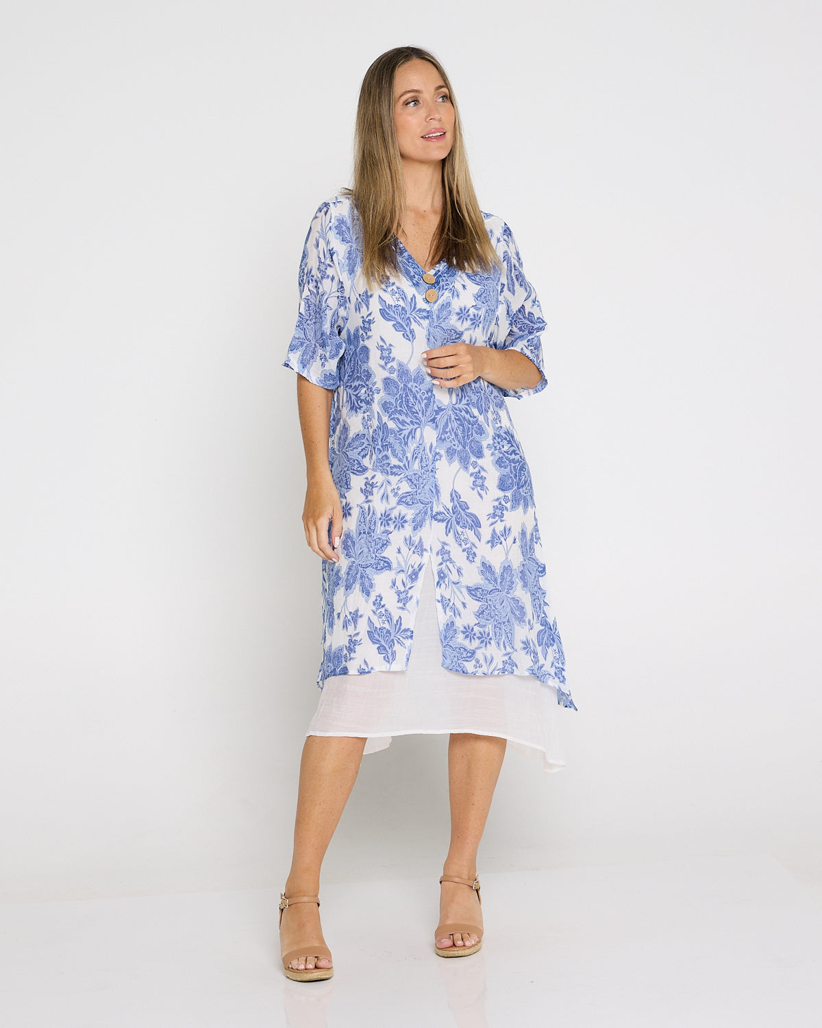 Catalina Dress - Blue Jacobean