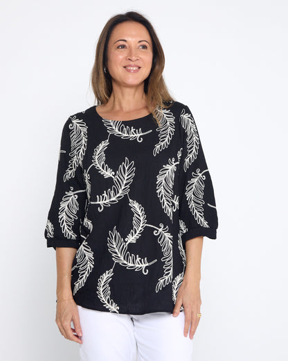 Bancroft Top - Black Leaf