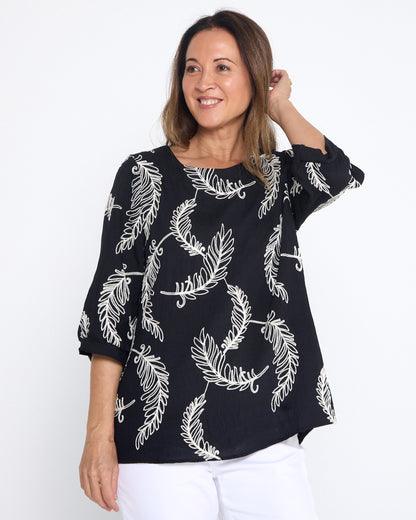 Bancroft Top - Black Leaf