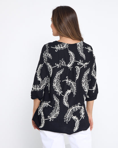 Bancroft Top - Black Leaf