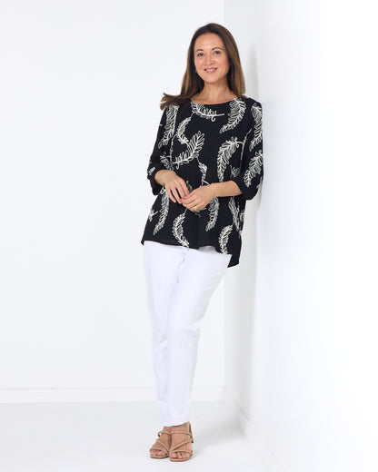 Bancroft Top - Black Leaf