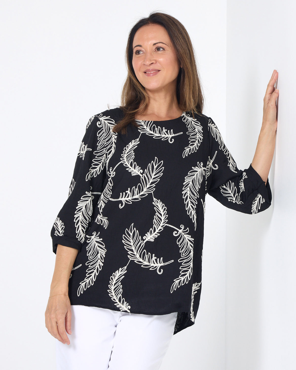 Bancroft Top - Black Leaf