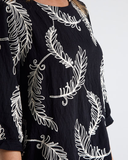 Bancroft Top - Black Leaf