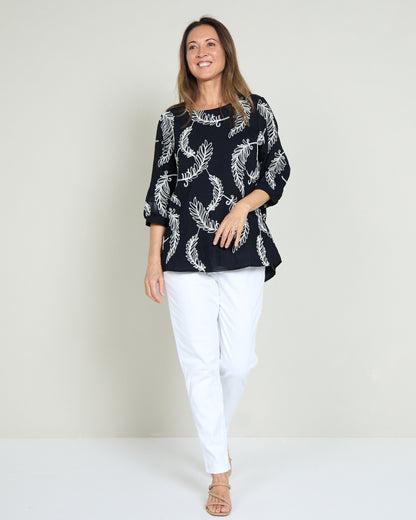 Bancroft Top - Black Leaf