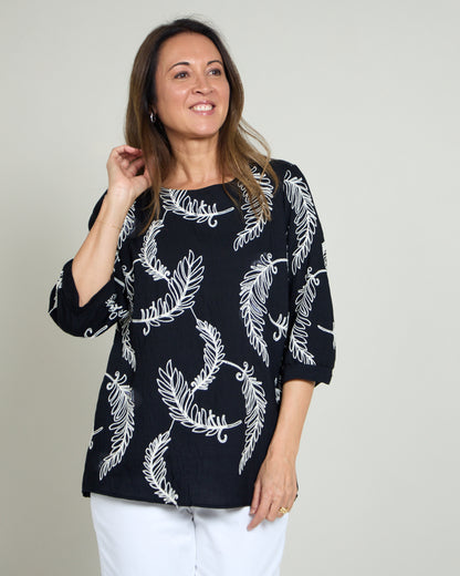 Bancroft Top - Black Leaf