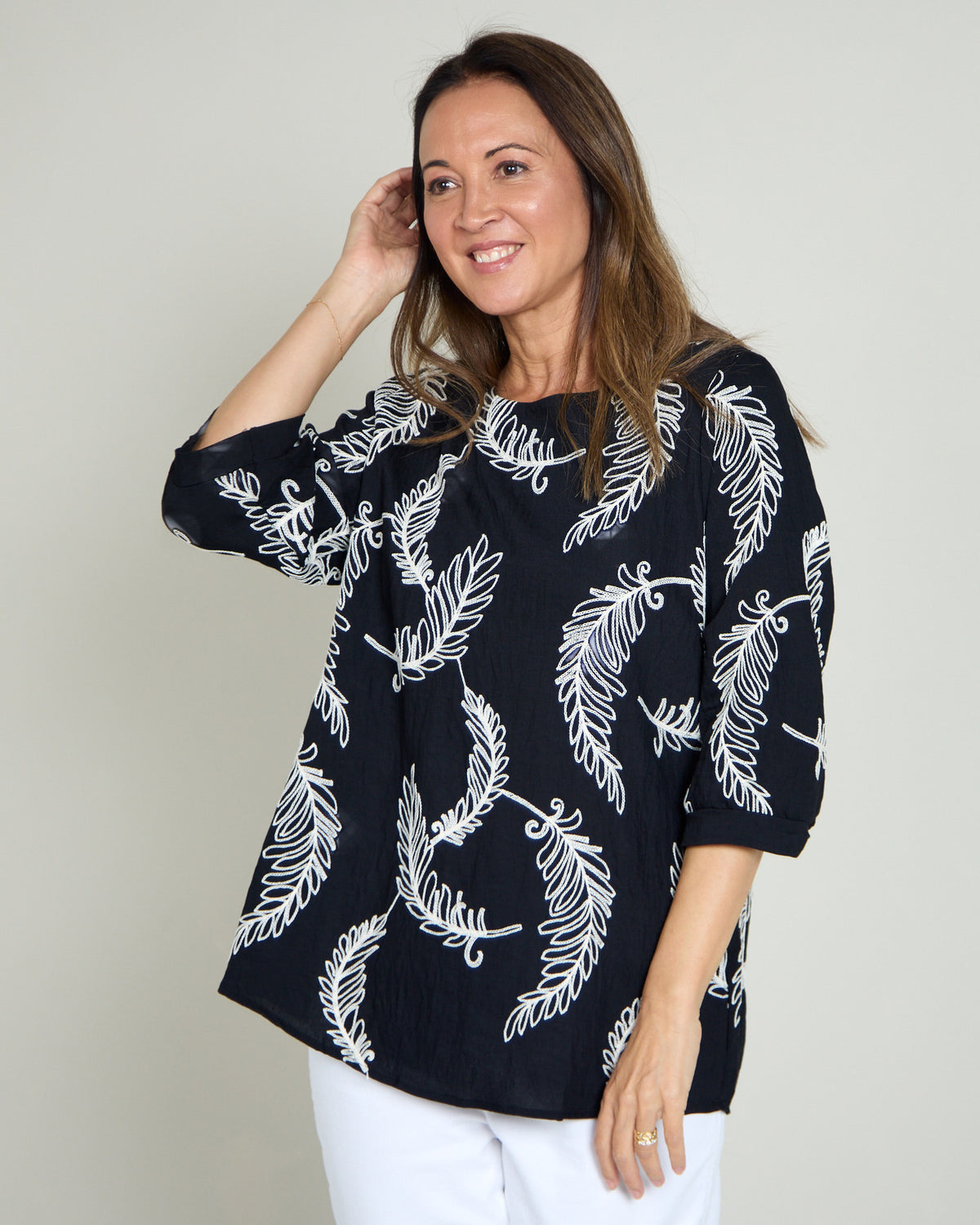 Bancroft Top - Black Leaf