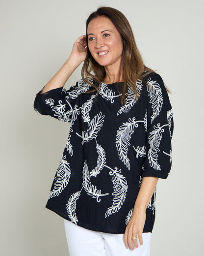 Bancroft Top - Black Leaf