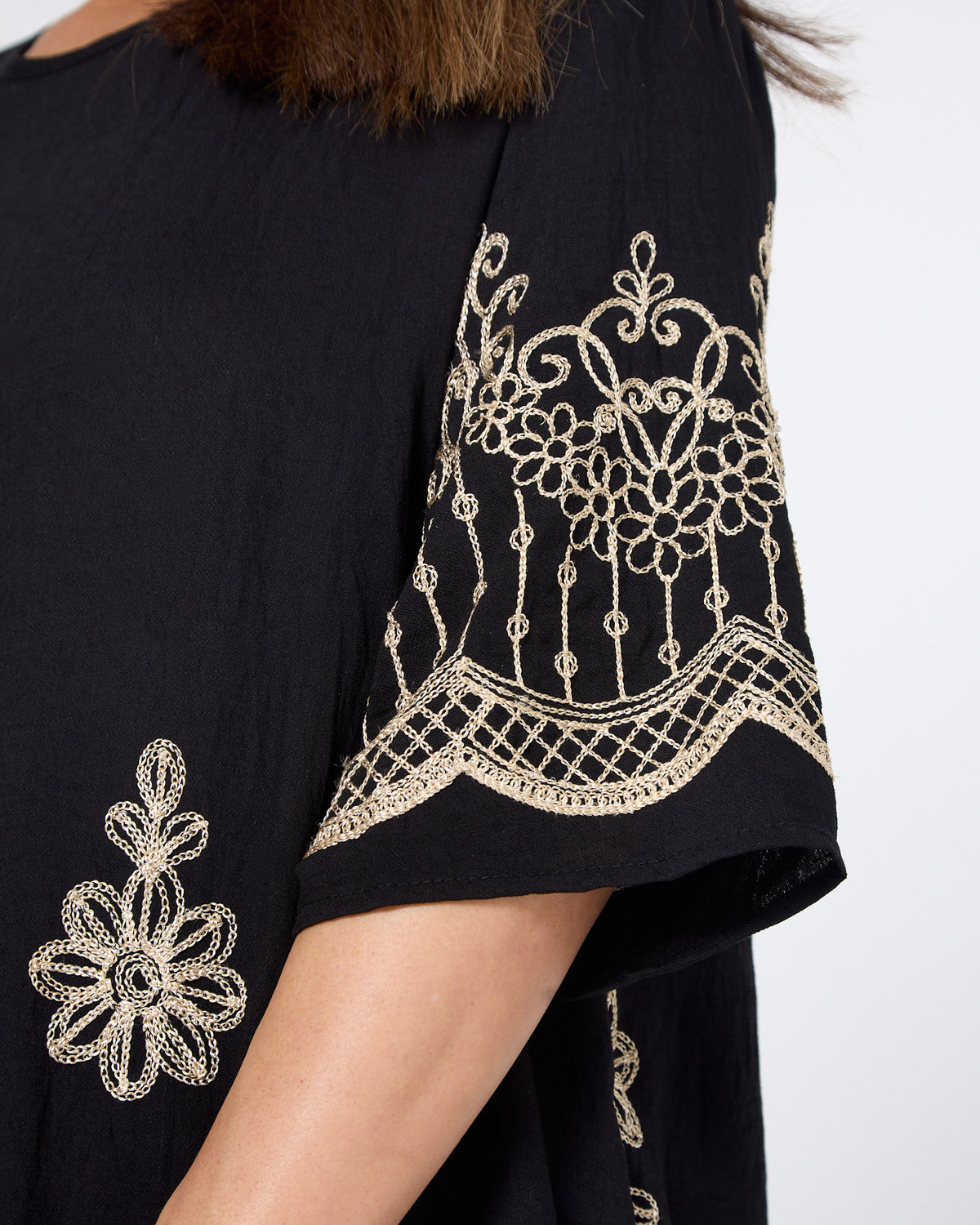 Zinnia Embroidered Dress - Black