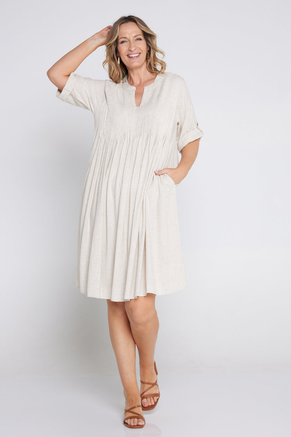 Melina Cotton & Linen Dress - Natural