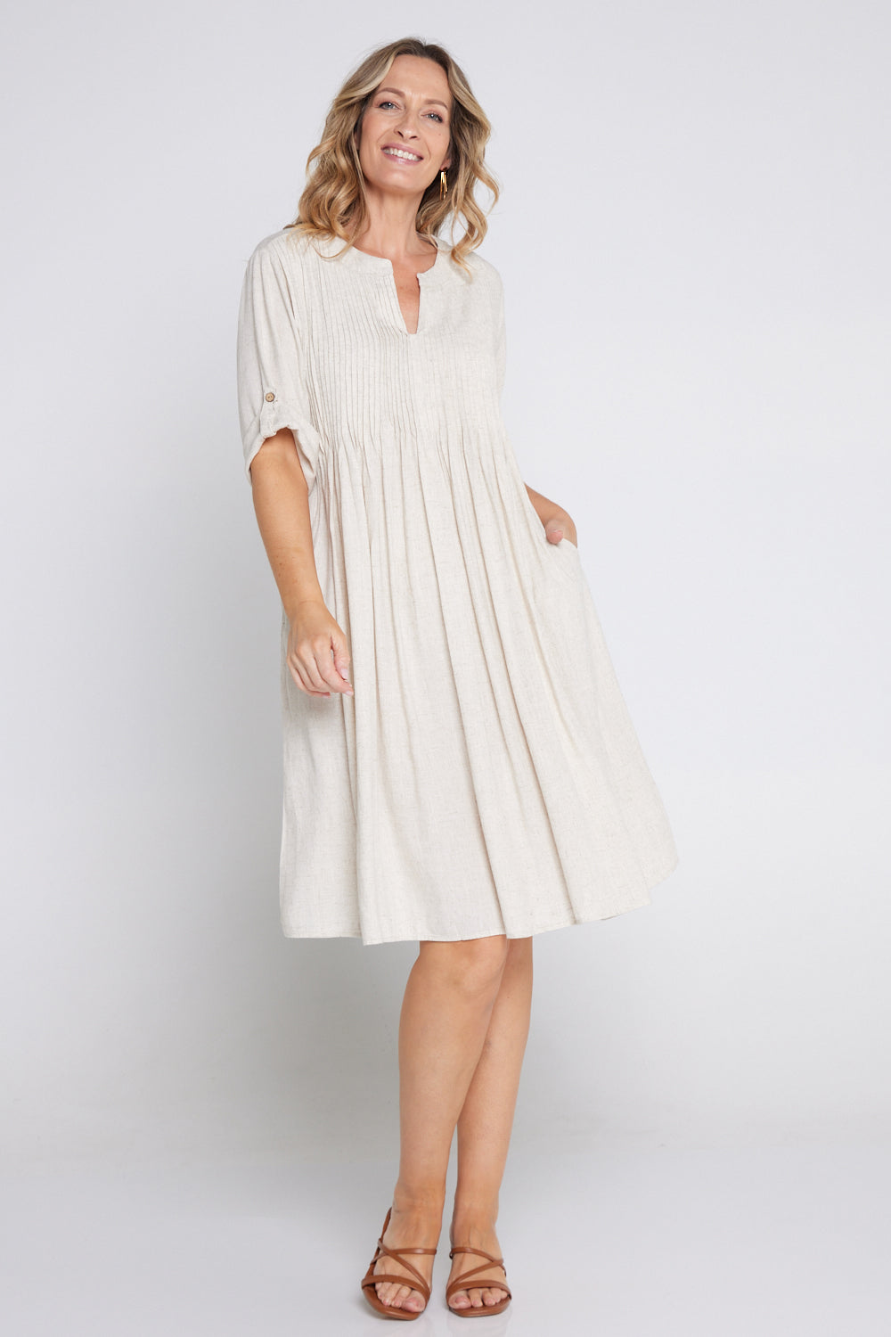 Melina Cotton & Linen Dress - Natural