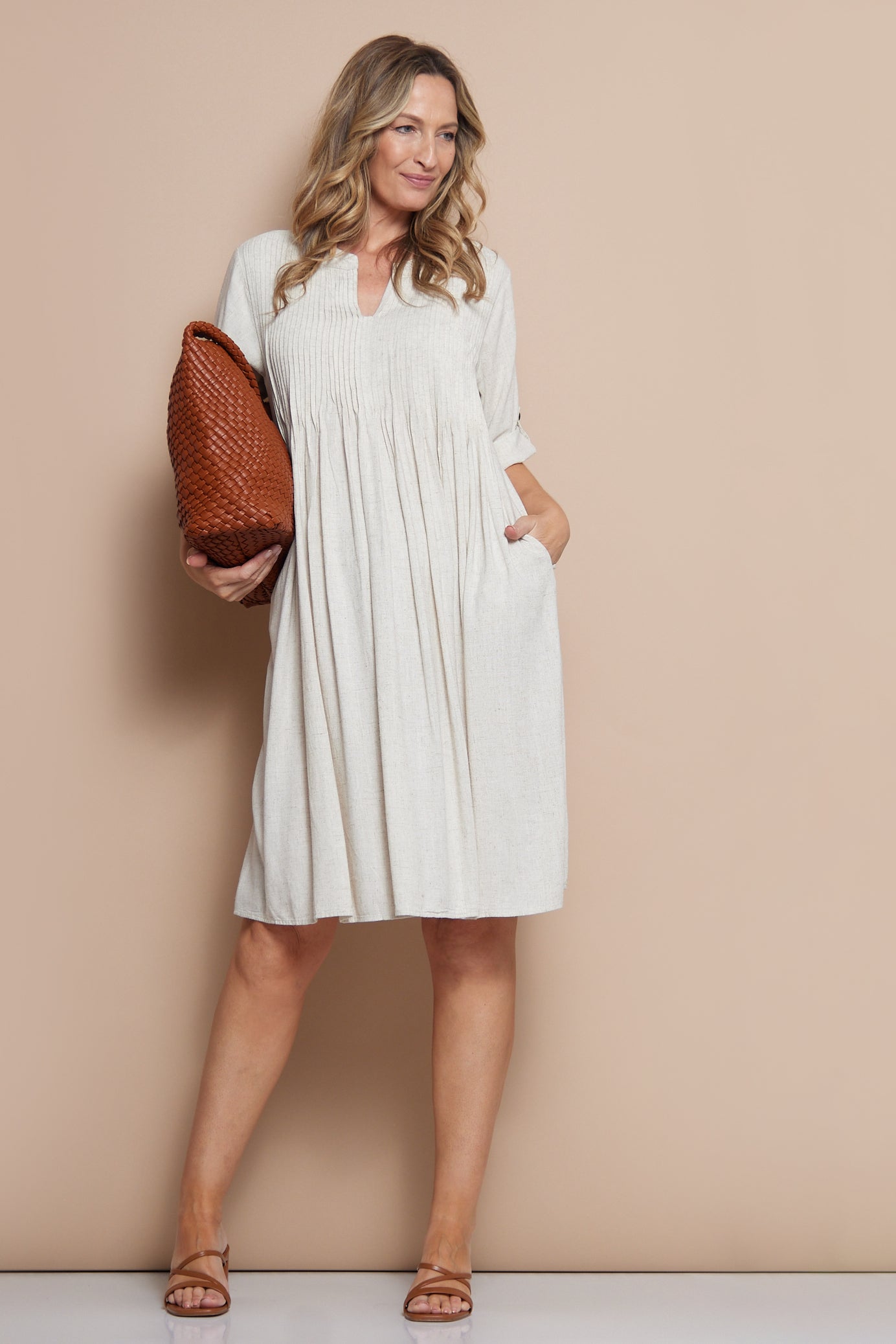 Melina Cotton & Linen Dress - Natural