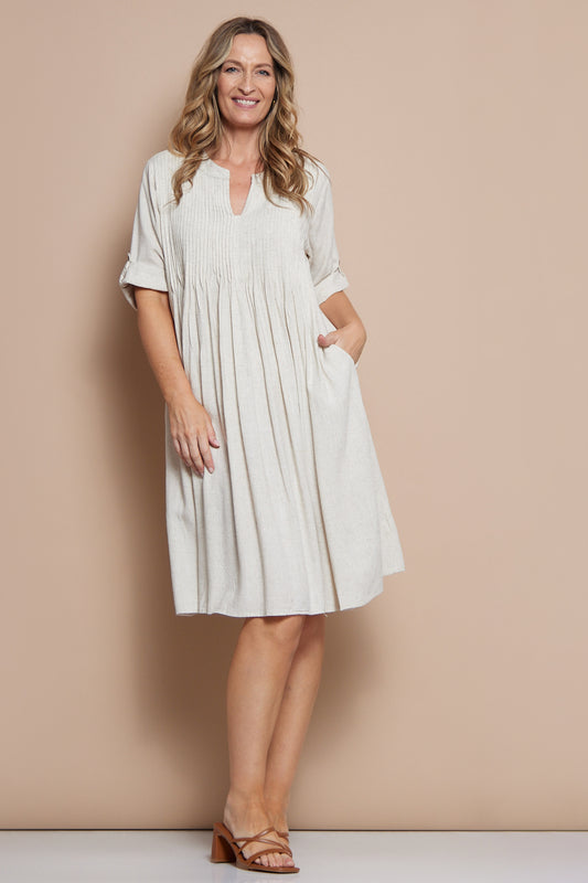 Melina Cotton & Linen Dress - Natural