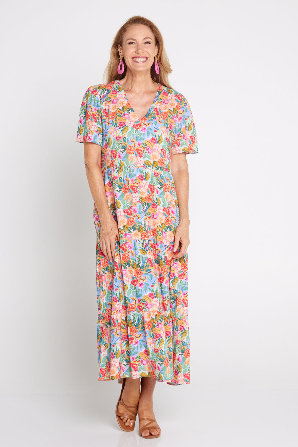 Patrice Cotton & Linen Dress - Bright Floral