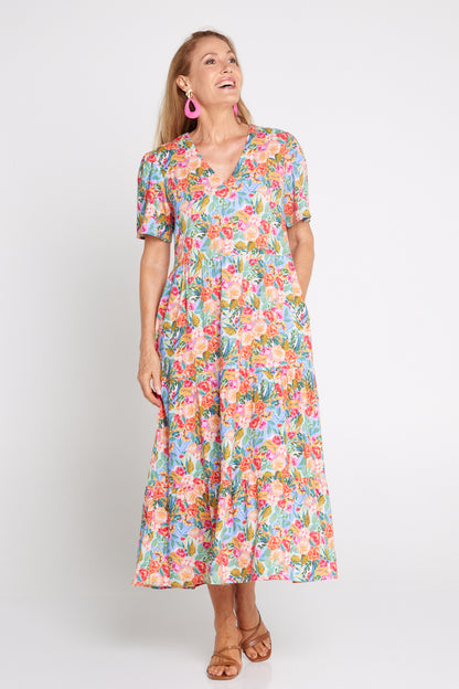 Patrice Cotton & Linen Dress - Bright Floral