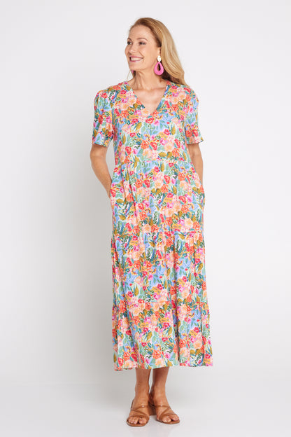 Patrice Cotton & Linen Dress - Bright Floral