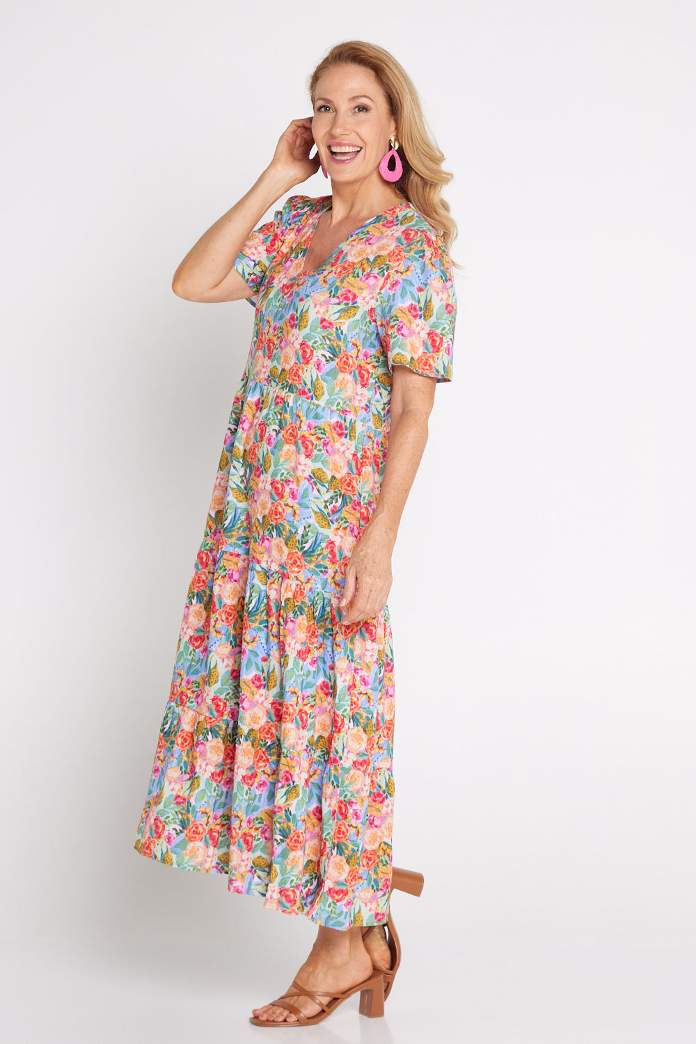 Patrice Cotton & Linen Dress - Bright Floral