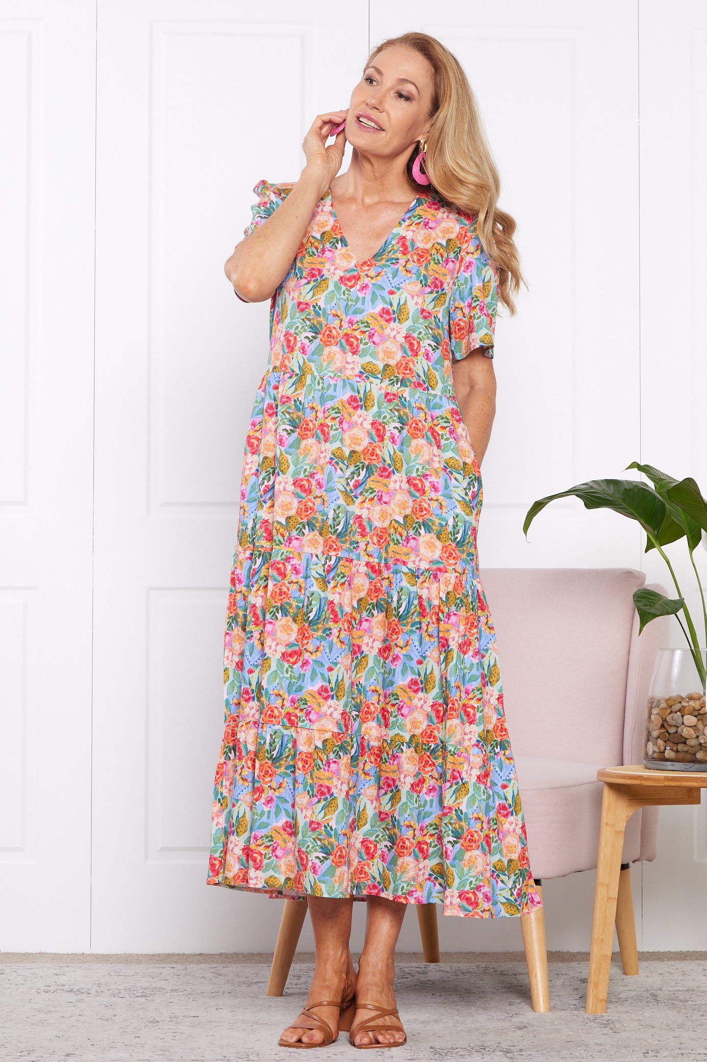 Patrice Cotton & Linen Dress - Bright Floral