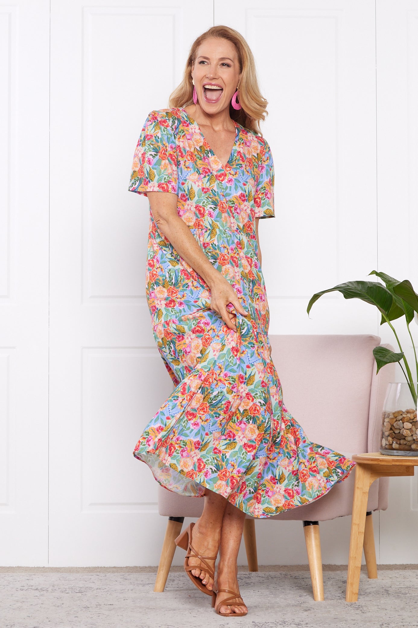 Patrice Cotton & Linen Dress - Bright Floral