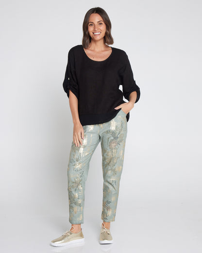Ciana Linen Top - Black