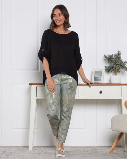 Ridley Pants - Sage & Gold Foil