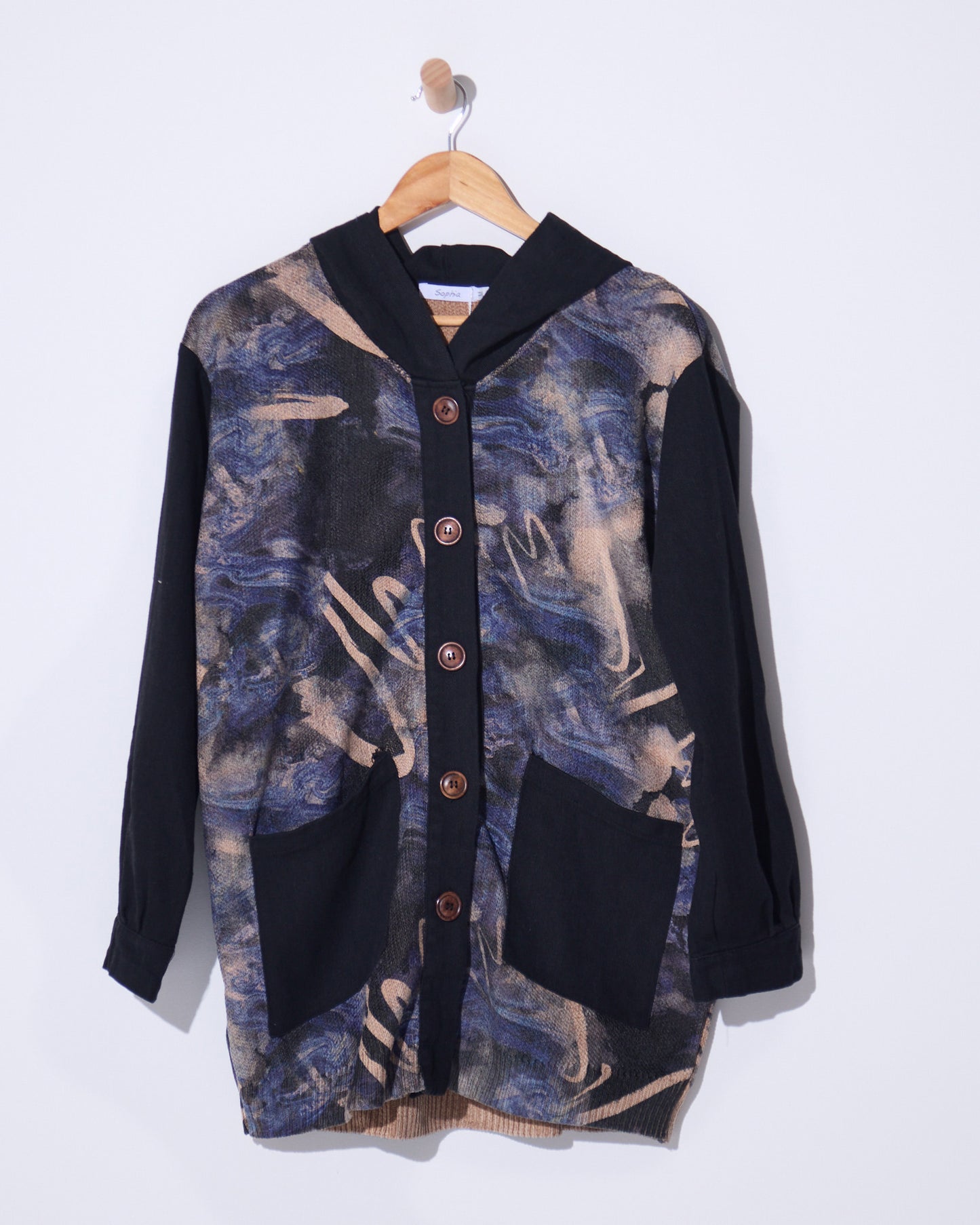 Ari Chenille Knit & Canvas Jacket - Black Mix
