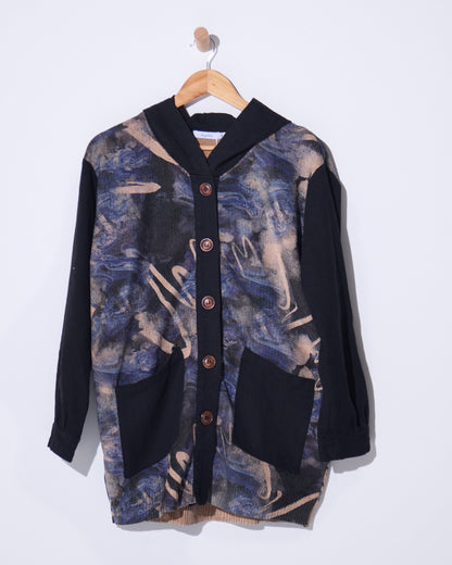 Ari Chenille Knit & Canvas Jacket - Black Mix