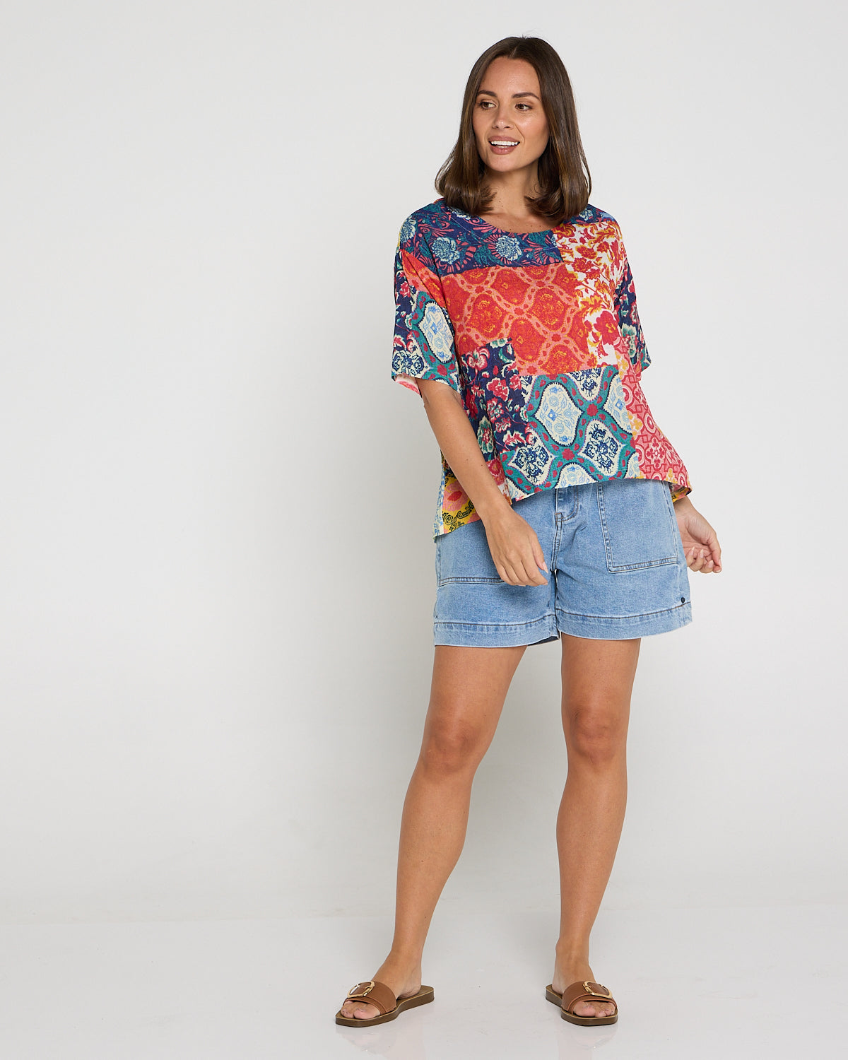 Laina Cotton Top - Dusk Patchwork