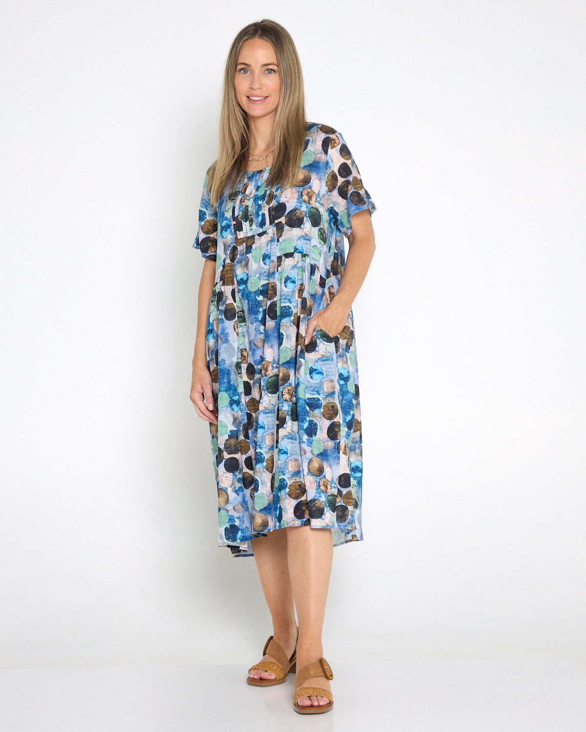 Elora Cotton Dress - Ocean Dapple