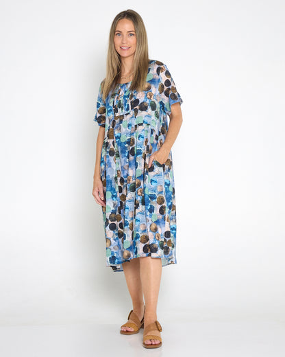 Elora Cotton Dress - Ocean Dapple