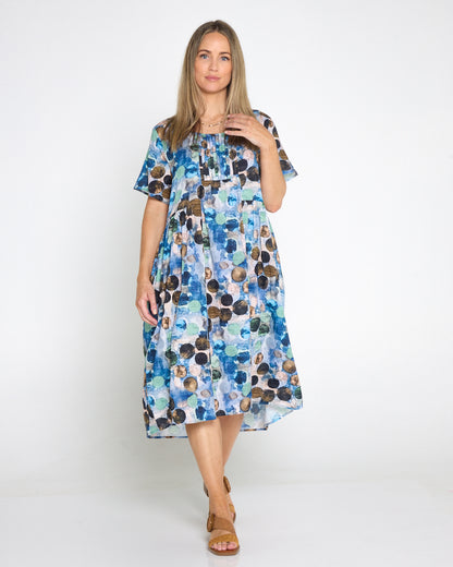 Elora Cotton Dress - Ocean Dapple