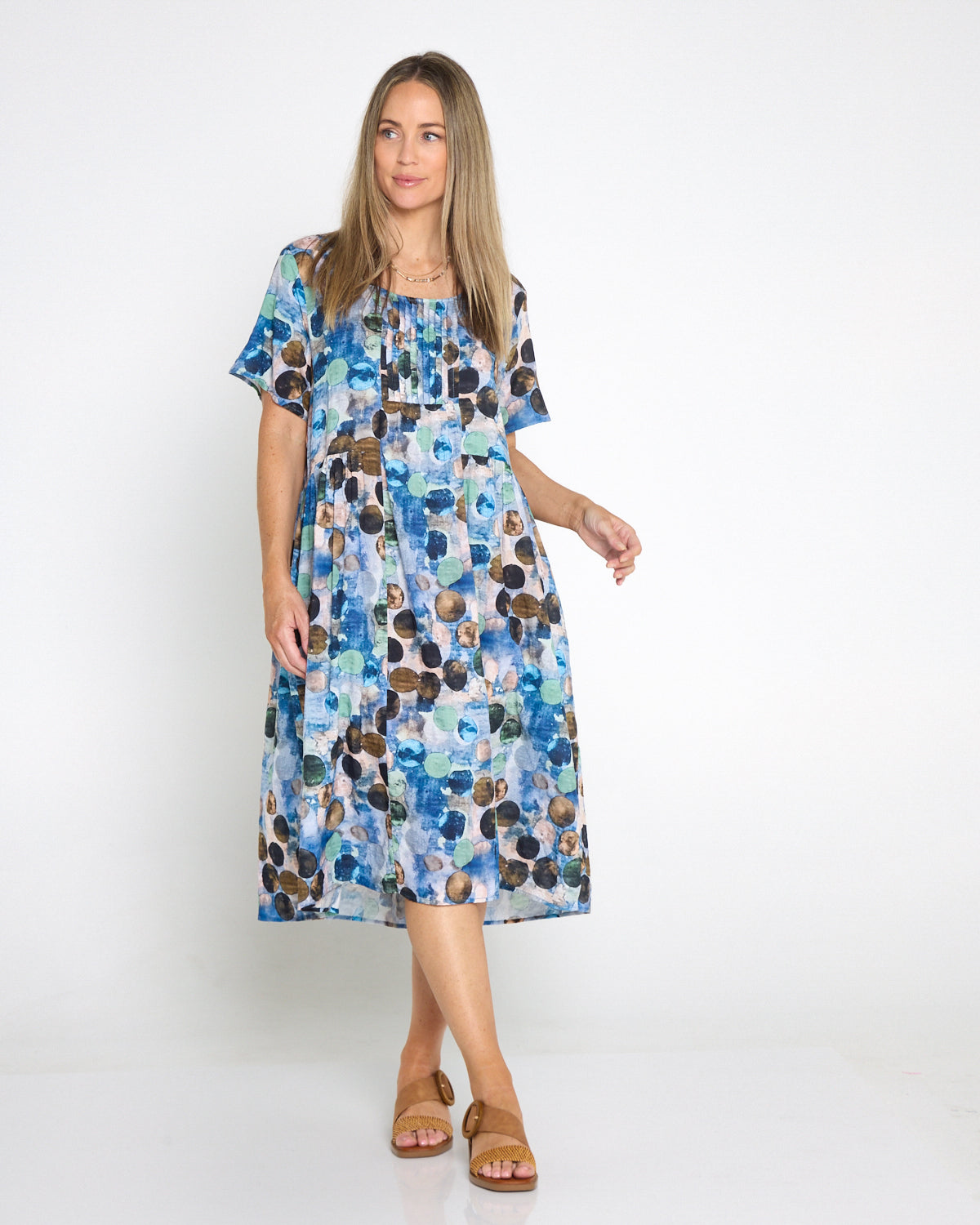 Elora Cotton Dress - Ocean Dapple