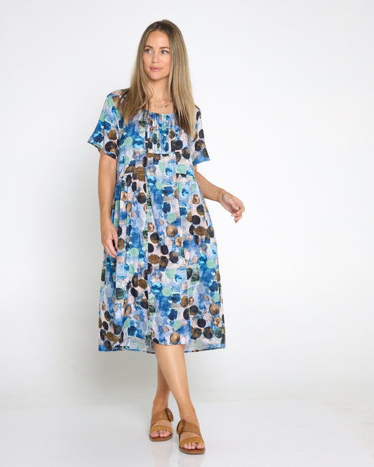 Elora Cotton Dress - Ocean Dapple