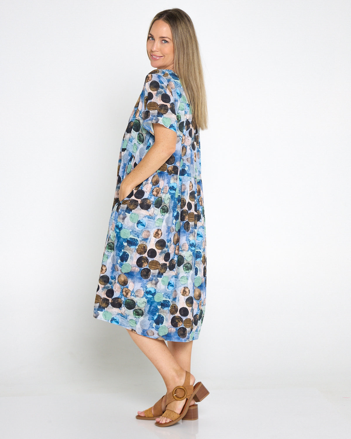 Elora Cotton Dress - Ocean Dapple