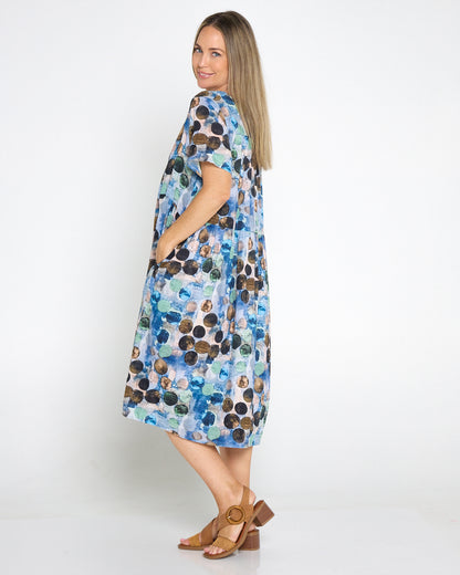 Elora Cotton Dress - Ocean Dapple