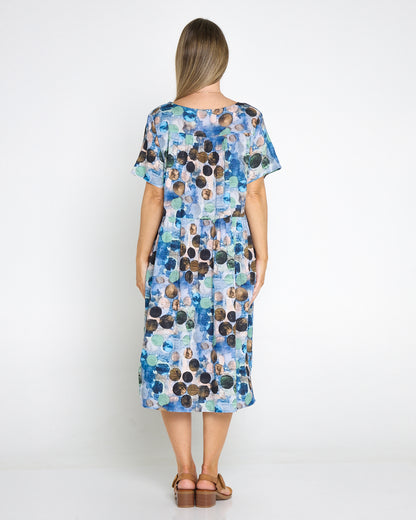 Elora Cotton Dress - Ocean Dapple