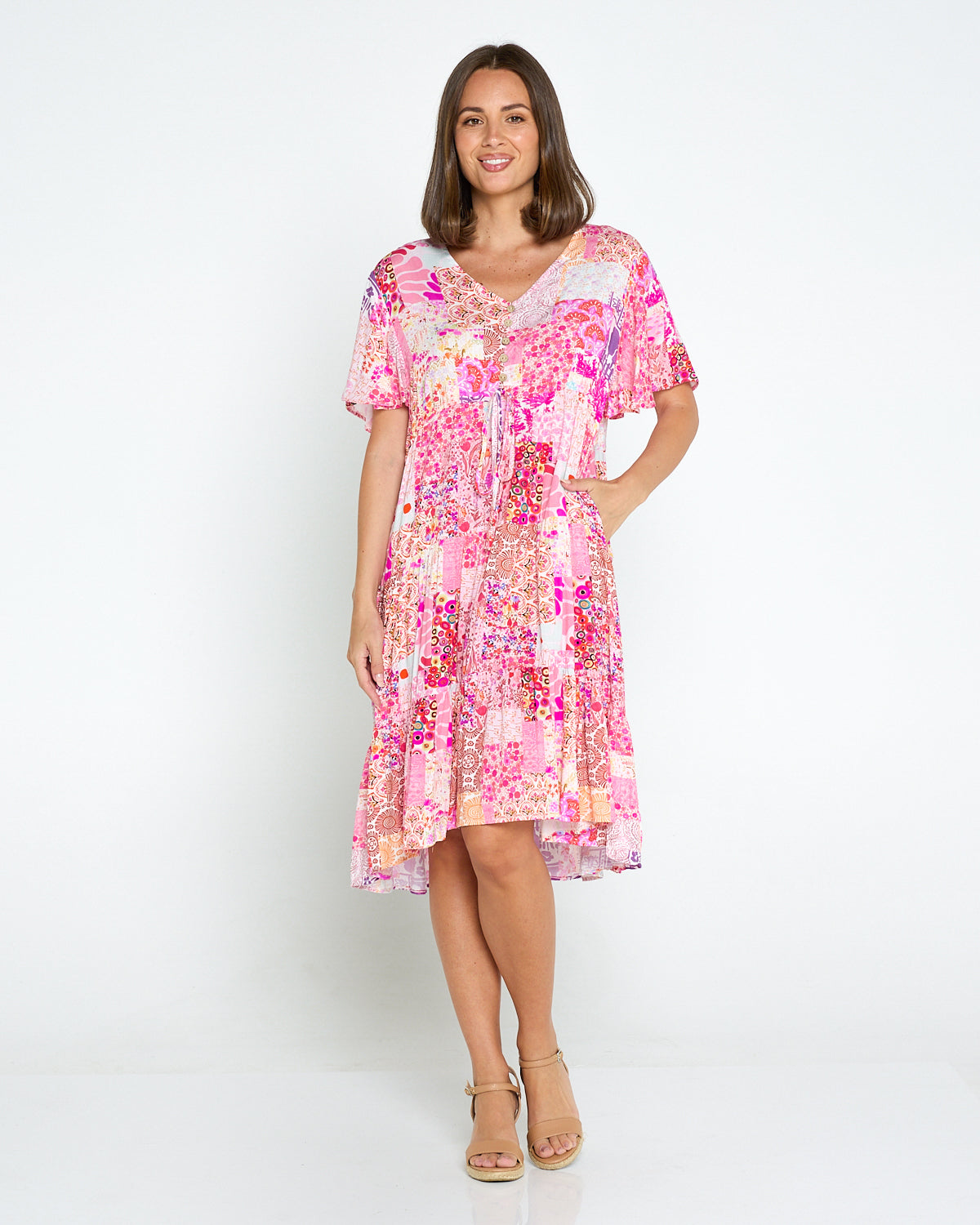 Tamblyn Dress - Fuchsia Floral Collage