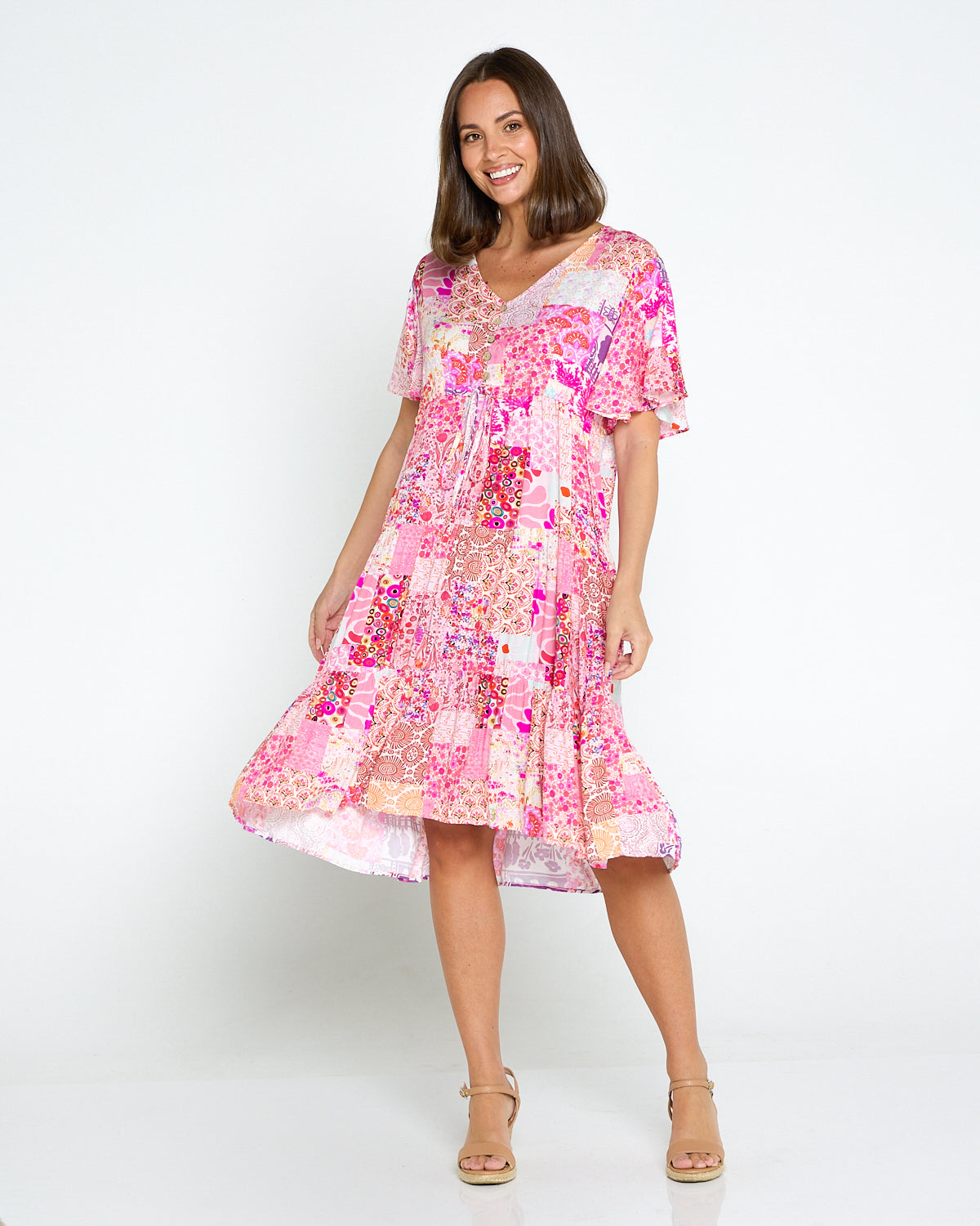 Tamblyn Dress - Fuchsia Floral Collage