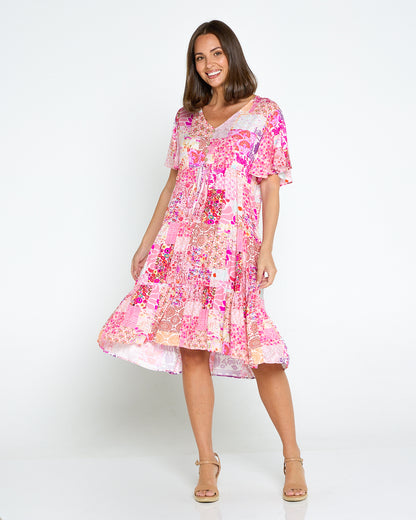 Tamblyn Dress - Fuchsia Floral Collage