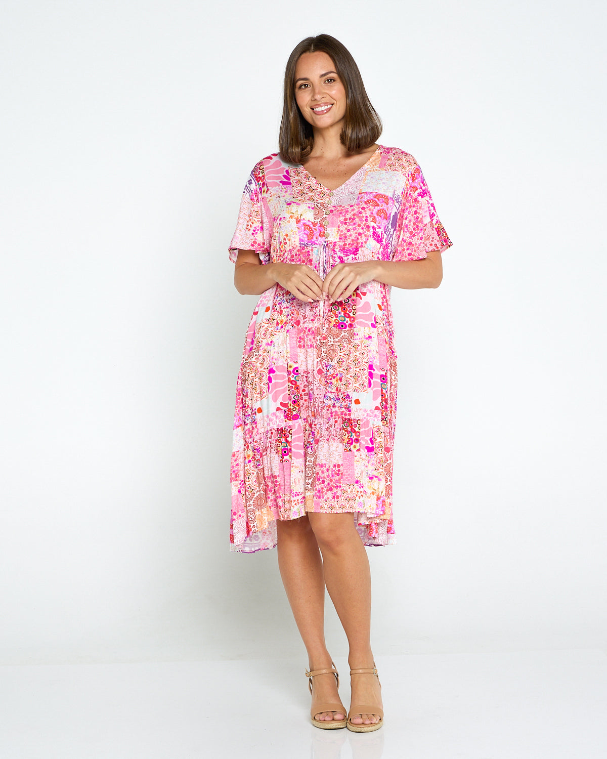 Tamblyn Dress - Fuchsia Floral Collage