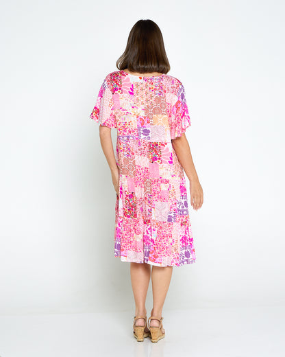Tamblyn Dress - Fuchsia Floral Collage