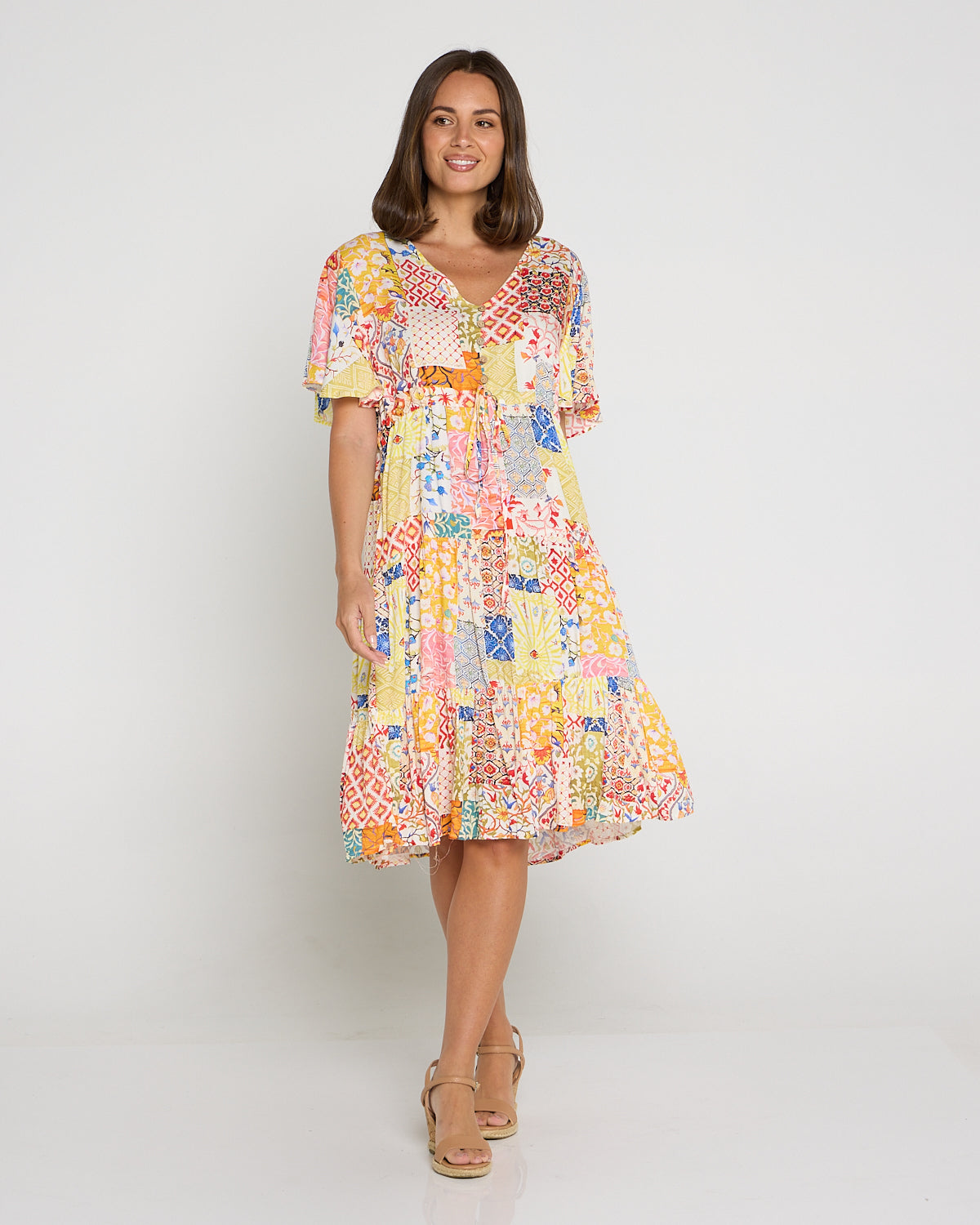 Tamblyn Dress - Lemon Floral Collage