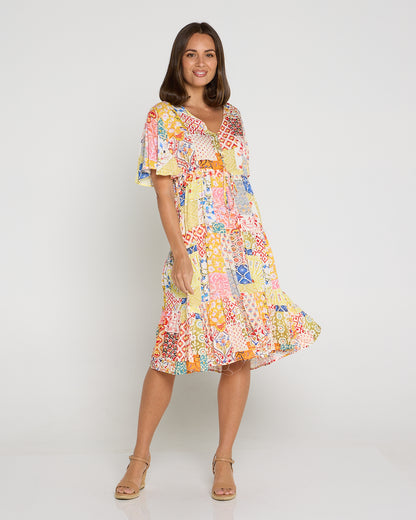 Tamblyn Dress - Lemon Floral Collage