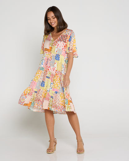 Tamblyn Dress - Lemon Floral Collage