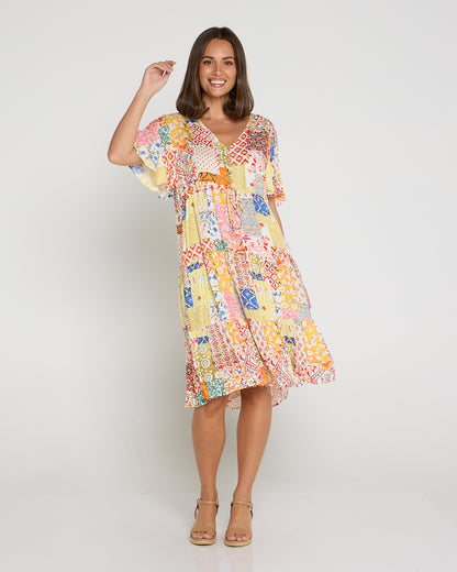 Tamblyn Dress - Lemon Floral Collage