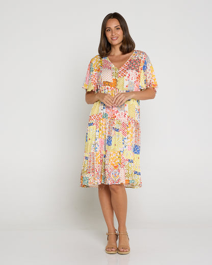Tamblyn Dress - Lemon Floral Collage